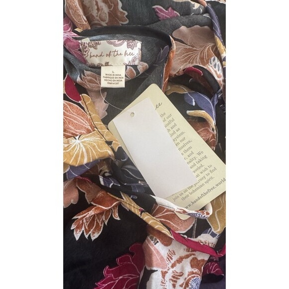 Band Of The Free Floral Hi-Lo Wrap Maxi Dress Black Berry NEW Cottagecore Large - Picture 3 of 9